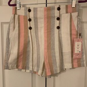 Simply Blessed Striped Linen Blend Women Shorts Size Medium NWT